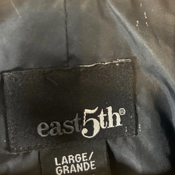 East 5th Black Double Breasted Belted Trench Coat Women Large‎ - Picture 3 of 10